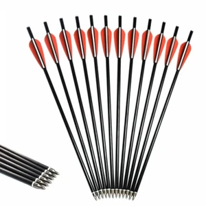 12PCS 14" Archery Crossbow Bolts Flat Nock Fiberglass Arrows for Hunting Outdoor - Picture 1 of 12