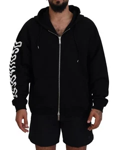 DSQUARED2 Sweater Black Hooded Full Zip Printed Sleeves Men IT48/US38/M 840usd - Picture 1 of 11
