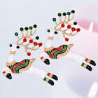 2 Pcs Christmas Party Stocking Suffers Metal Elk Brooch Decor Jewelry