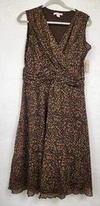 Coldwater Creek Size 12. Misses Sketchy Print Mesh Dress Beautiful Fall Colors! - Picture 1 of 3