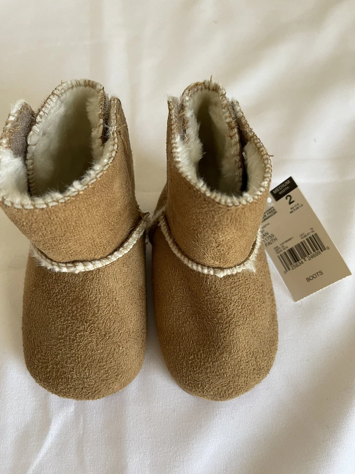 Botas interiores WonderKids bebé niña gamuza tostada piel sintética s 2 Foto 1 de 4