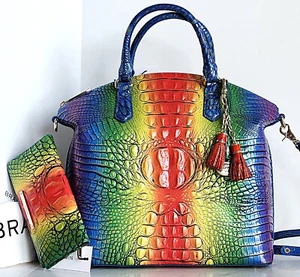 🌹Brahmin Duxbury Satchel Popsicle Ombre Leather Crossbody Bag+Wallet+Tassel NWT - Photo 1/13