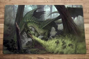 Ancient Emerald Dragon Trading Card Game MTG Playmat TCG CCG Mat Free Bag - Picture 1 of 4