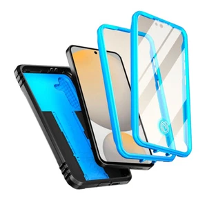 Für Galaxy S24 FE 5G Hülle Integrierter Bildschirm mit Ständer Stoßfest Cover Blau - Bild 1 von 8