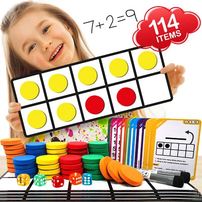 Magnetic Ten Frame Set: 4 Durable Ten-Frames + 50 Colorful Counters - Image 1 of 4