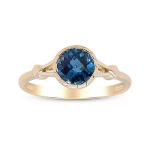 Anillo Gin and Grace Aubree Oro Amarillo 14K Corte Redondo Topacio Azul Londres 1.58tcw - Imagen 1 de 25