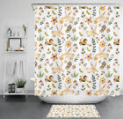 Bird Botanical Leaf Flower Cute Rabbit Shower Curtain Bathroom Accessories Set