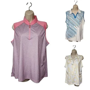 Greg Norman/Izod Women Golf Polo Shirt Multicolor Pink/White & Yellow Size XL - Picture 1 of 12