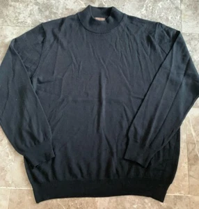 Sette Ponti Men's 50% Fine Merino Wool Mock Neck Sweater L Black Made in Italy - Picture 1 of 6