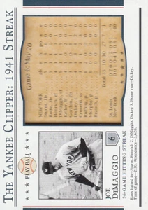 B1595- 2003 Upper Deck Play Ball Yankee Clipper 1941 Streak #S6 Joe Dimaggio 41 - Imagen 1 de 2