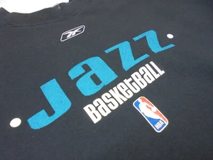 NEU Vintage Utah Jazz Player Aufwärmen schwer schwarz Sweatshirt Größe XL groß Reebok - Bild 1 von 9