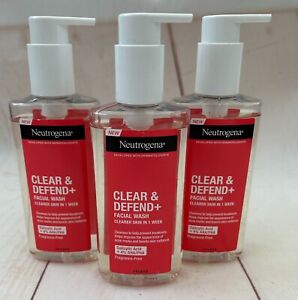 Neutrogena Clear and Defend+ Facial Wash, Clearer Skin in 1 Week, 3 x 200ml