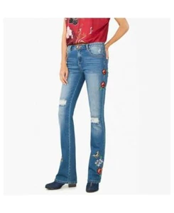 Desigual Women's Jeans Stretch Slim Bootcut Ut9 Size W26 L34 - Picture 1 of 3