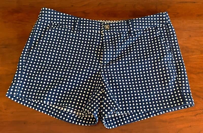 💋Merona Women's Summer Shorts Cotton💧SIZE 8 Polka Dot Navy Blue; Detail Pics - Image 1 of 4