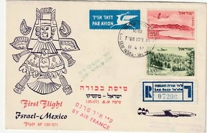 Israel 1957 Registrado Primer Vuelo Cubierta Lod - México Air France - Imagen 1 de 3