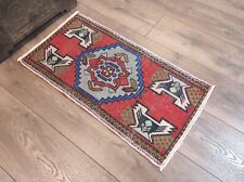 Small Handmade Rug, Small Wool Rug, Small Antique Rug, 1.6 x 3.1 ft