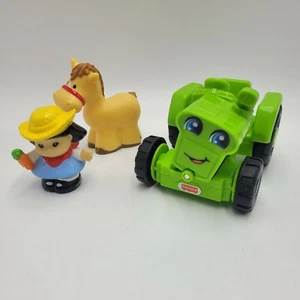 Fisher Price Little People Tractor Farmer Girl Horse Green - Picture 1 of 12