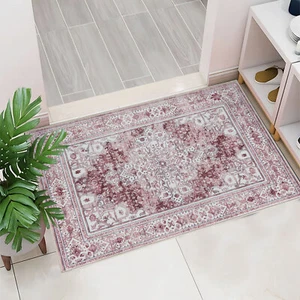 Pastel Pink Doormat Machine Washable Kitchen Rug Non Slip Mat 50x80cm - Picture 1 of 7