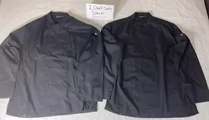 2 BLACK Long Sleeve Vented CHEF WORKS COAT SPECIAL for Chefs & Cooks size Small - Picture 1 of 24