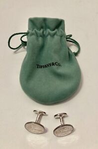 Tiffany & Co 925 STERLING SILVER PLEASE RETURN TO TIFFANY CUFFLINKS WITH POUCH