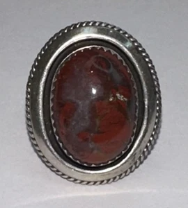 Vintage 925 Sterling Silber Ring Indianer rot und braun - Bild 1 von 4
