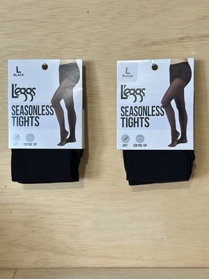 Lot 2-L'eggs Women's Seasonless Control Soft Tights , Size L Black - Image 1 of 2