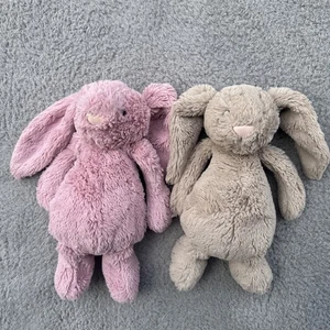 Lot of 2 Jellycat Bunnies - Pink And Brown 12in - Picture 1 of 5