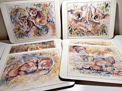 Jason Australia Wildlife Placemats Set of 6 Cork Back 8.5x11.5 Spencer Art - Image 1 of 4
