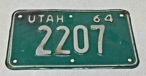 1964 64 Utah Motorcycle License Plate 2207 - Picture 1 of 5
