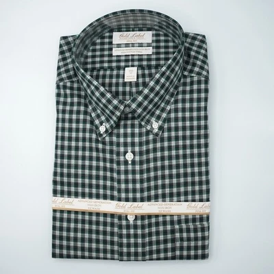 Roundtree Yorke Gold Label Shirt 16.5-33 FULL FIT Green Black Plaid Non-Iron NWT - Image 1 of 4
