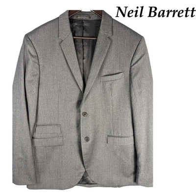 Neil Barrett Italia Para hombres 40 Lana Rayas Blazer Traje Chaqueta Gris Ajuste Estándar Foto 1 de 4