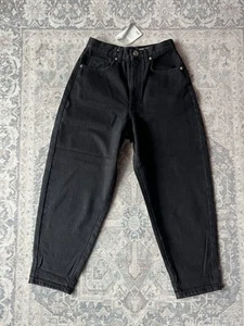 ASOS Design Black Denim Jeans W25 L30 Size UK 6 Balloon Leg Boyfriend Jeans - Picture 1 of 8