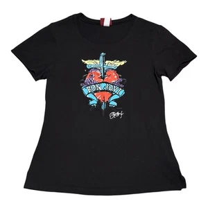 Vintage 2000s Hard Rock Cafe Signature Series Bon Jovi Black Shirt Women's Small - Picture 1 of 8