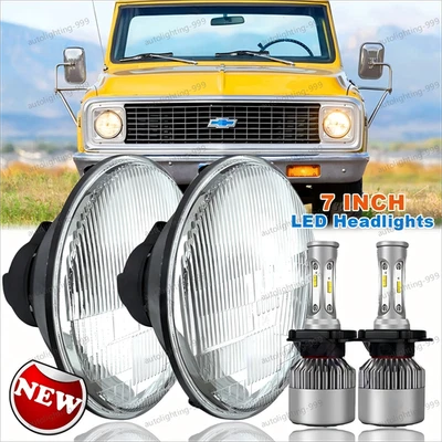 Par de faros LED redondos de 7 pulgadas para Chevy C10 1967-1972 aprobado por el DOT lámpara alta/baja Foto 1 de 4