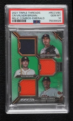 2021 Triple Threads Emerald /18 Carlos Correa Justin Verlander PSA 10 GEM MT - Image 1 of 2