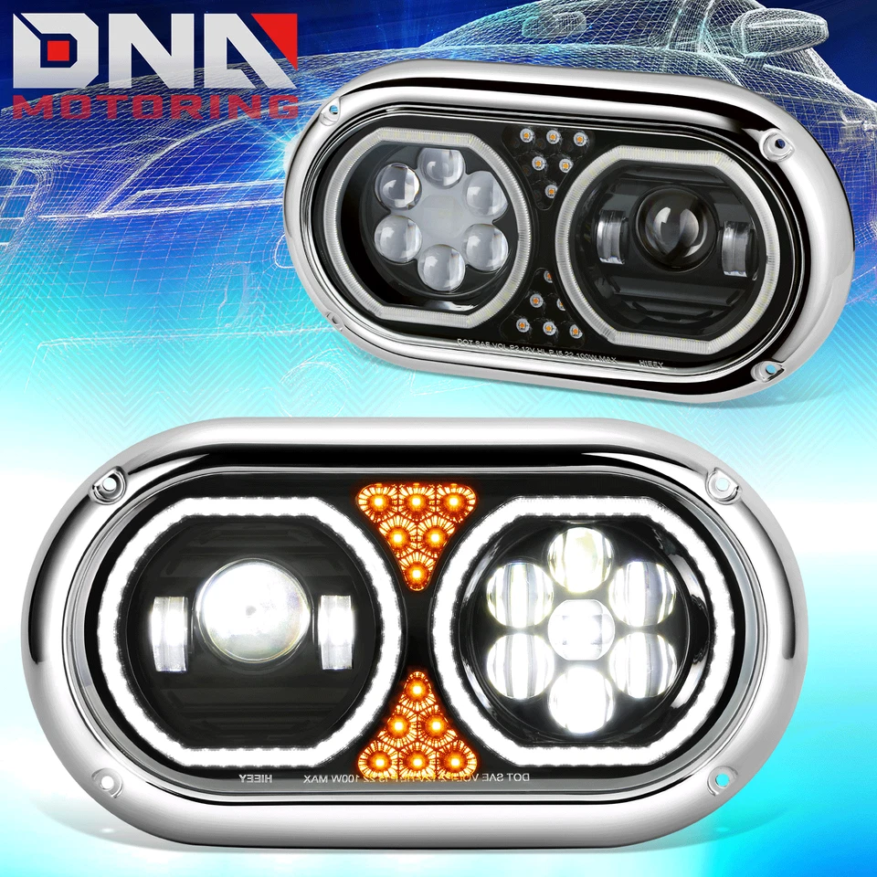 Faros proyectores de señal DRL anillo halo LED negro Peterbilt 359 1967-1987 Foto 1 de 4