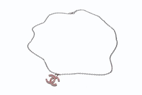 Collana CHANEL Coco Mark 00C incisa peso circa Misura in metallo argento rosa 5 1 G
