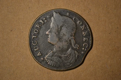 1787 Draped Bust Left Connecticut Colonial- Very Fine with interesting rim clip. - Image 1 of 4