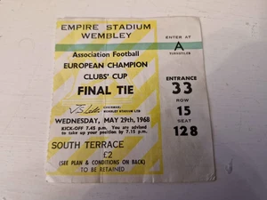 BIGLIETTO STUB- BENFICA MANCHESTER UNITED -FINALE COPPA EUROPEA- WEMBLEY- MAGGIO 1968 - Foto 1 di 1