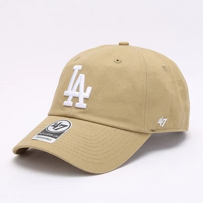 Los Angeles Dodgers '47 Clean-Up Hat Khaki & White, Adjustable Baseball Cap MLB - Image 1 of 4