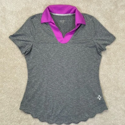 Jofit Golf Polo Shirt Women's S Gray Scallop Hem Short Sleeve Tennis Active - Image 1 of 4