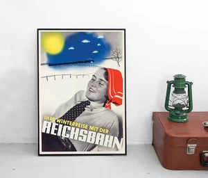 Poster Ihre Winterreise mit der Reichsbahn 1937 Eisenbahn Plakat Bundesbahn DB - Picture 1 of 3