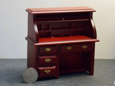 Dollhouse Miniature Rolltop Desk w drawers 1:12 inch scale P79 Dollys Gallery - Image 1 of 3