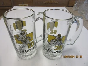 Two Vintage 1990s ELBY'S Big Boy PITTSBURGH PENGUIN 12oz GLASS Beer MUGS - Picture 1 of 5
