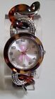 Women's Breast Cancer Awareness Pink Ribbon Silver/Tortoise Shell Fashion Watch