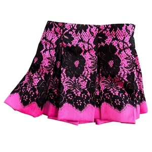 Milly Minis Girls Skirt Hot Pink Lace Print Overlay Adjustable Waist Pleated - Picture 1 of 8