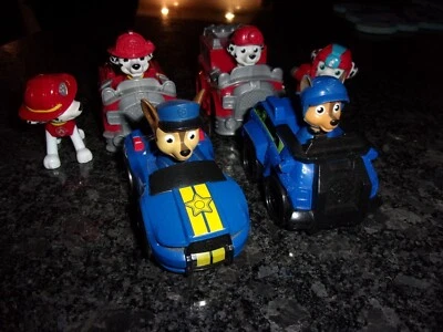 PAW PATROL TO THE RESCUE - FIREMEN - POLICE - LOT OF 6 - TRUCKS AND PUPS - Image 1 of 4