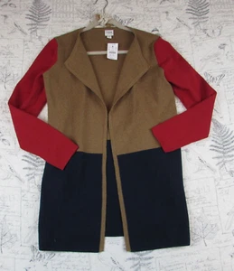 NEW $128 Crew Vanessa Collarless Sweater-blazer Cardigan Open Color block sz XS - Picture 1 of 7