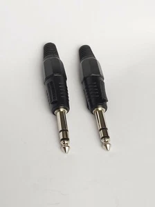 2 Pieces Stereo Jack 6.35mm Male Plug  Audio Connectors New  - Picture 1 of 2