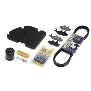 KIT CANDELA CINGHIA PASTIGLIE RULLI FILTRI PIAGGIO 125 X EVO 2007-2016 - Picture 1 of 2
